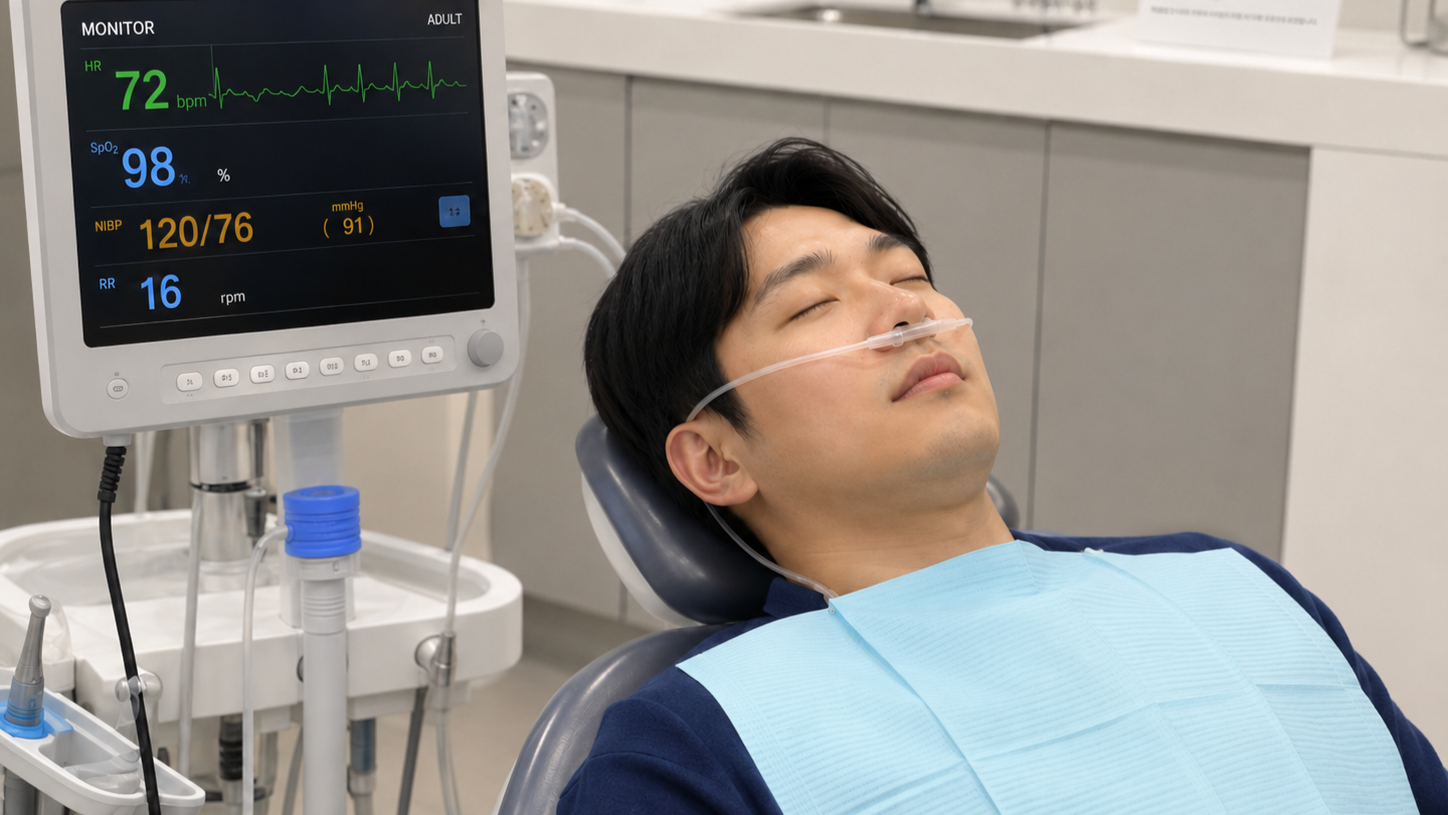 의식하진정법 시술 중 편안한 환자 AI 예시 사진